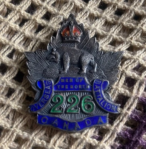 WW1 Canadian Army CEF 226 Infantry Silver Enamel Sweetheart Brooch Rare