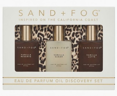 Sand + Fog Vanilla Perfume Oil Set 3pc Vanilla Sugar Latte Reserve 0.5oz
