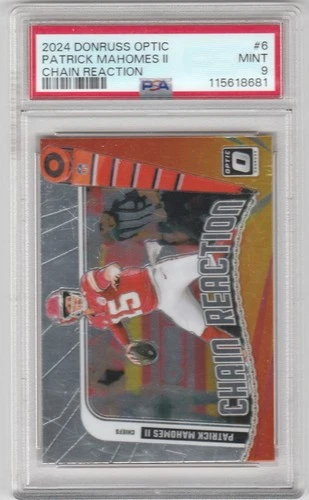 New Listing2024-Donruss Optic #6 Patrick Mahomes II Chain Rea- Graded 9 PSA