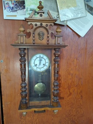 Antique German Regulator Wall Clock Early 1900's With Key 