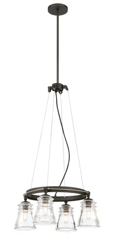 Minka Lavery 2737 Graham Avenue 4 Light 20"W Ring Chandelier - Smoked Iron / - Picture 2 of 2