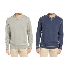 Tommy Bahama Talla S Para Hombres Ábaco Reversible Sudadera Suéter Azul/Gris Pullover
