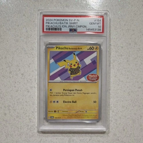 New ListingPokémon Pikachu Berkemaja Batik Promo 154/SV-P Indonesia Journey PSA 10 2024
