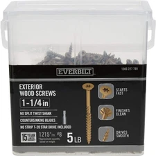 Everbilt #8 x 1-1/4 in. Star Drive Flat Head Wood Screws 5 lb. Box (1215-Piece)