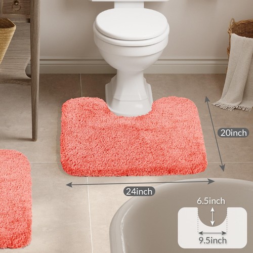Walensee Bathroom Contour Rug (20x24, Living Coral) Non Slip Bath Mats for - 第 2/9 張圖片