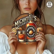 1pc Vintage Michter's Bourbon Metal Wall Art Sign - Tin Metal Signs 8x8 Inch Rou