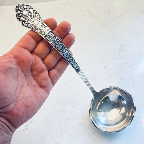 Atq Gorham Sterling Silver Large 216g Scalloped Old Medici 13”Punch Ladle Mono’d