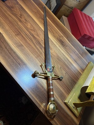 Robin Hood Gold 46''  Decorative Collectible Sword w Plaque Stainless Steel