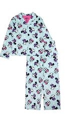 NEW Disney Minnie Mouse Girls 2Pc Pajama Set light blue Flame Resistant Sz 8