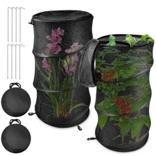 2 Pack 13"Dx27.6"H Pop up Plant Shade Tent with Stakes Zipper 80% UV Net