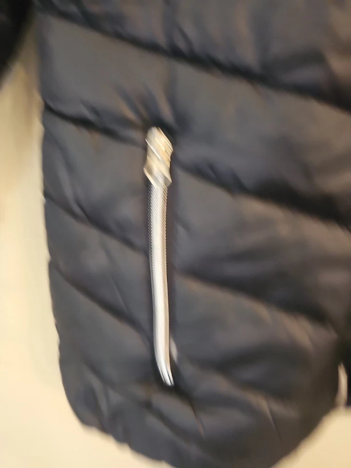 Chaqueta Big Chill para mujer grande negra cremallera completa bolsillo acolchado cuello falso sin capucha Foto 4 de 4