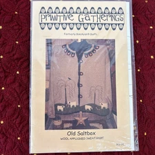 Old Saltbox Wool Applique Sweatshirt Pattern Primitive Gatherings Quilts Bonjean