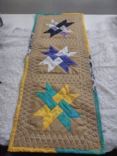 Handmade Machine Quilted Table Runner Reversible Hunter's Star Pattern 8x24"