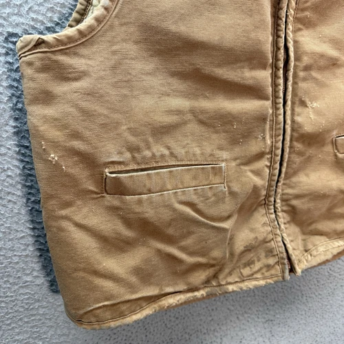 Chaleco Carhartt De Colección Para Hombres XL Lona Tostada Forrado Sherpa Ropa de Trabajo Tareas de Granero Años 90 - Imagen 9 de 14