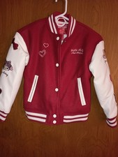 Hello Kitty Aeropostale Bomber Varsity Jacket Faux Leather Girl's Sz 7-8 Youth