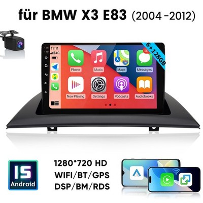 Für BMW X3 E83 2004-2012 Android 15 Carplay Autoradio GPS Navi RDS BT 128G