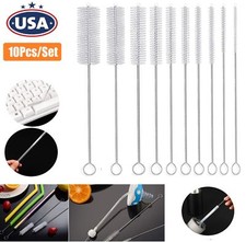 10Pcs Nylon Straw Brush Set Cleaner Bottle Tube Pipe Small Long Cleaning Tool US