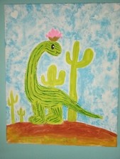 Hand Painted Picture,Cactus painting, Dinosaur Painting,Wall Decoration
