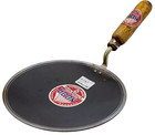Iron Tawa Tava Crepe Pancake Curve Pan Chapati Roti Wooden Handle Heavy Duty 10"