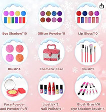 Kids Makeup Set for Girl 56 Pcs Washable Real Cosmetic, Non-Toxic Frozen Toys