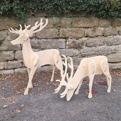 Paar Rentiere Hirsch Hirsch Weihnachtsdeko Indoor/Outdoor CNC Modell 90cm