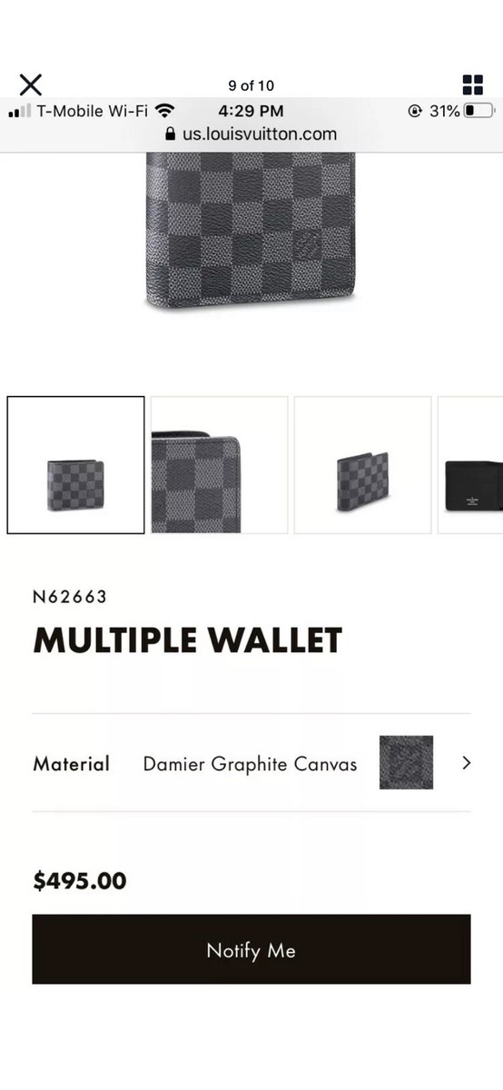 LouisVuitton DAMIER MONOGRAM ウォレット Louis Vuitton Damier Graphite Multiple Wallet N62663 Men's
