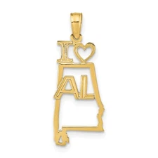 14k Yellow Gold Solid Alabama State Pendant Perfect Gift for Her