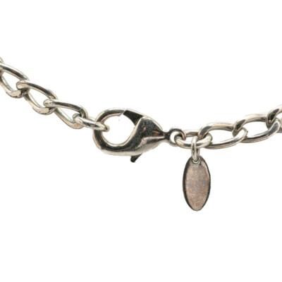 CHANEL White CC Logo Black Camellia Flower Necklace 17