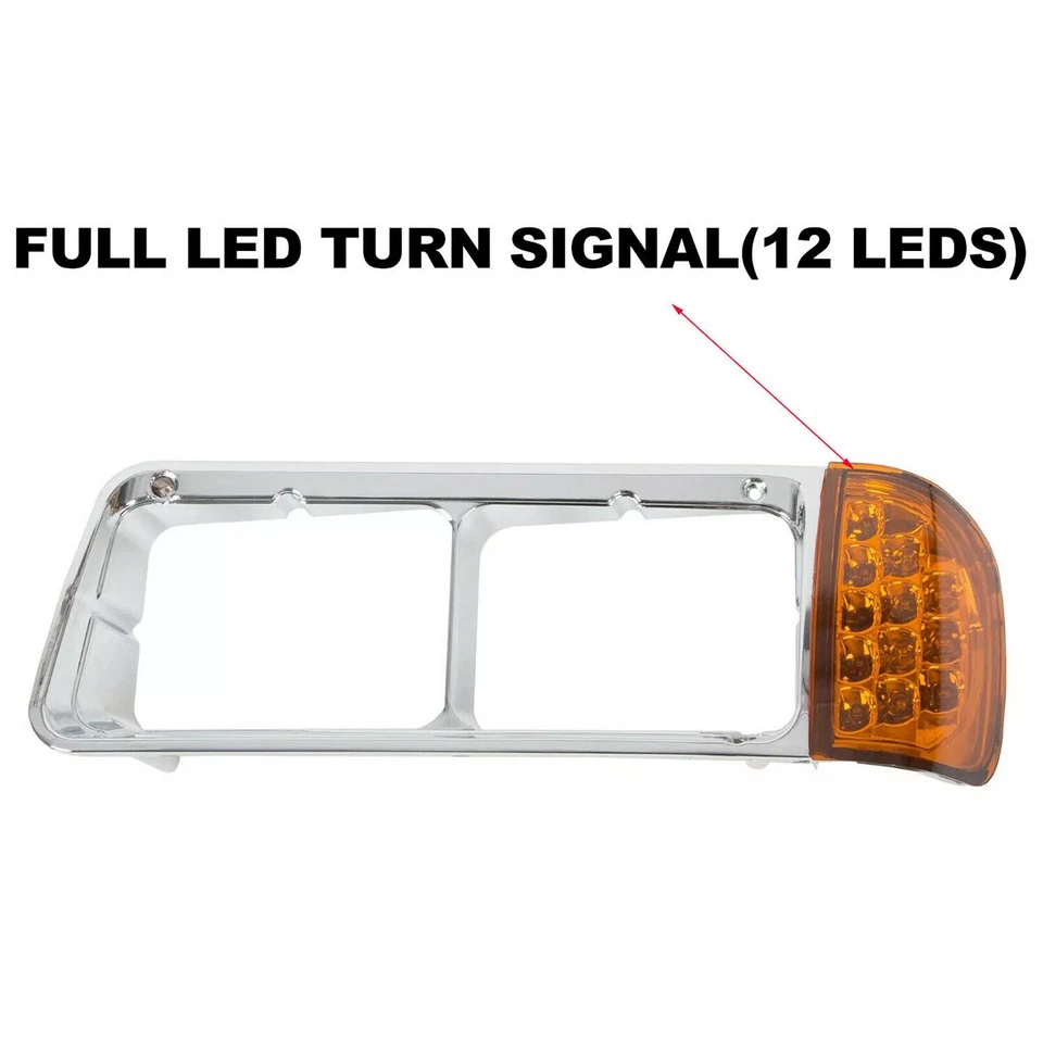 Bisel de faro apto para Freightliner FLD120 con luz de señal de giro LED IZQUIERDA Y DERECHA Foto 3 de 4