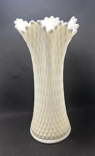 Vintage Westmoreland Milk Glass English Hobnail Swung Stretch Vase 12.25" USA