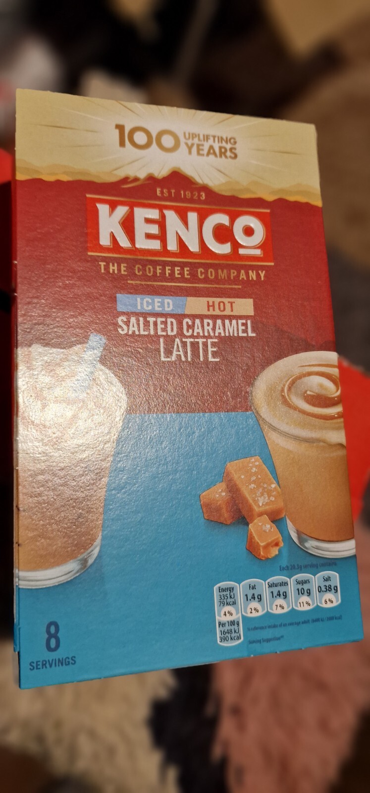 Kenco Iced Hot Instant Coffee Sachets Salted Caramel Latte 5 x 8