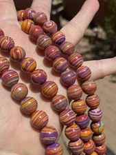 Candy Color Layered Composite Polished Round Beads, 12mm, 16" String