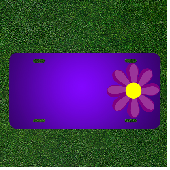 Custom Personalized License Plate With Add Names To Flower Purple Daisy Plant