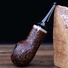 Sandblasted Briar Tomato Pipe Handmade Tobacco Pipe Straight Cumberland Stem 