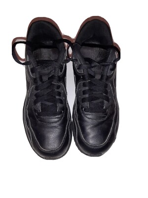 Nike Air Max 90 Triple Black Leather Sneakers Shoes SZ Youth