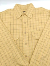 🇺🇲 Scott Barber Mens 100% Cotton Shirt Medium 15.5x34 Golden Check