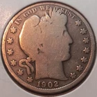 1902 P Barber 90% Silver Half Dollar 50c (Good Details)