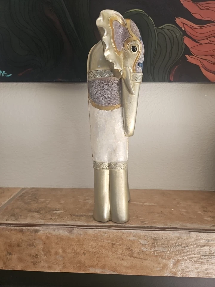 Resin Wood Effect Statue Elephant Ornament Figurine  - Image 4 of 4