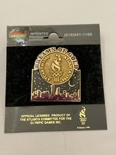 Vintage Collectible Pin: 1996 Olympics Atlanta Skyline Dreams of Gold NOS