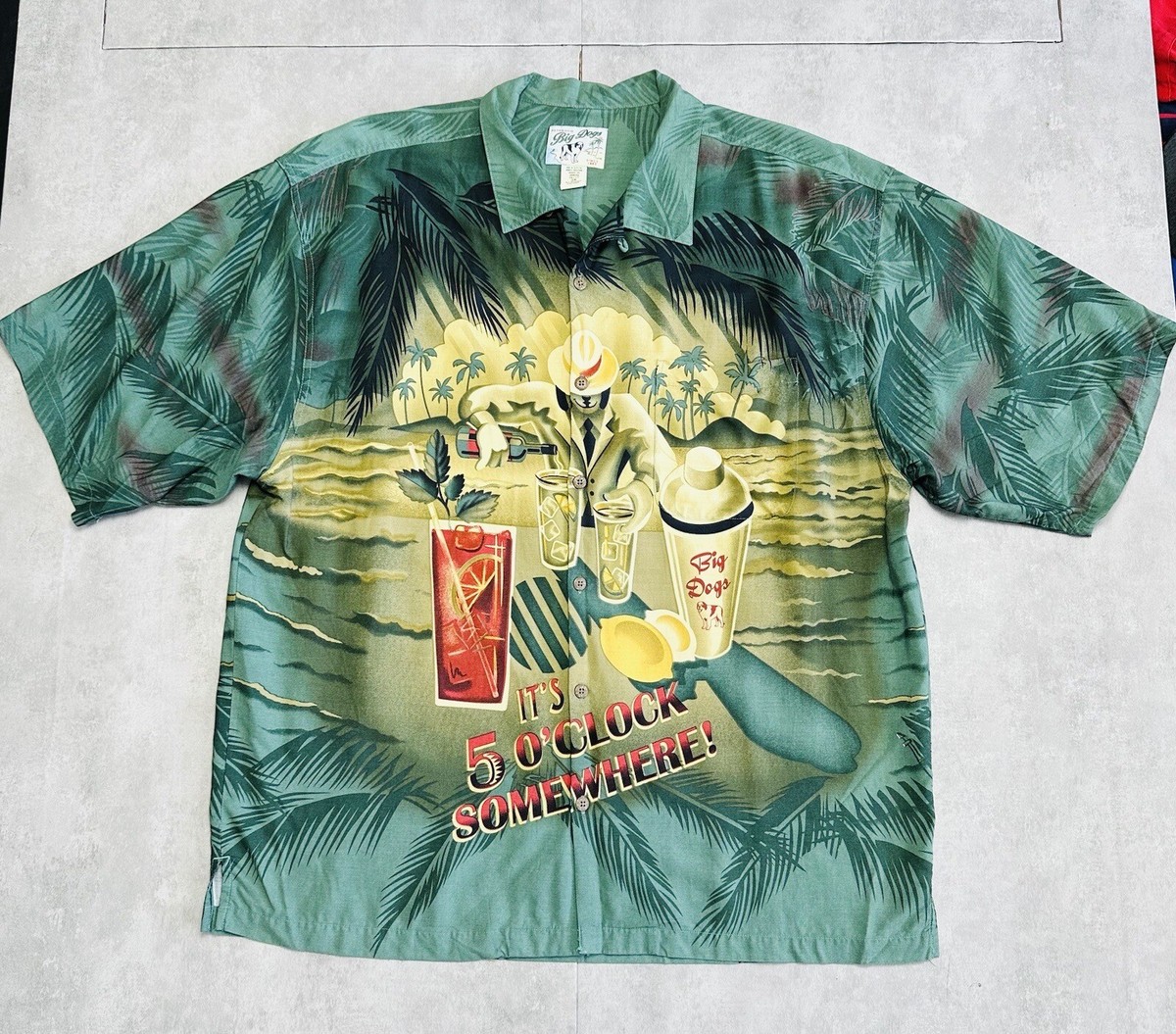 Vintage Big Dogs Hawaiin Bowling Button Shirt Mens 2xl 5'oclock