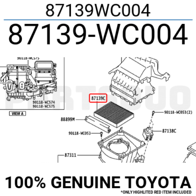 87139WC004 Genuine Toyota CABIN AIR FILTER 87139-WC004 | eBay