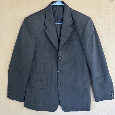 Suit Jacket Mens 3 Button Blazer Coat 38R Gray Single Breasted Hercules