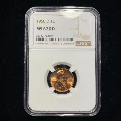 1958 D Lincoln Wheat Cent NGC MS67 RD Gem BU UNC Penny Nice