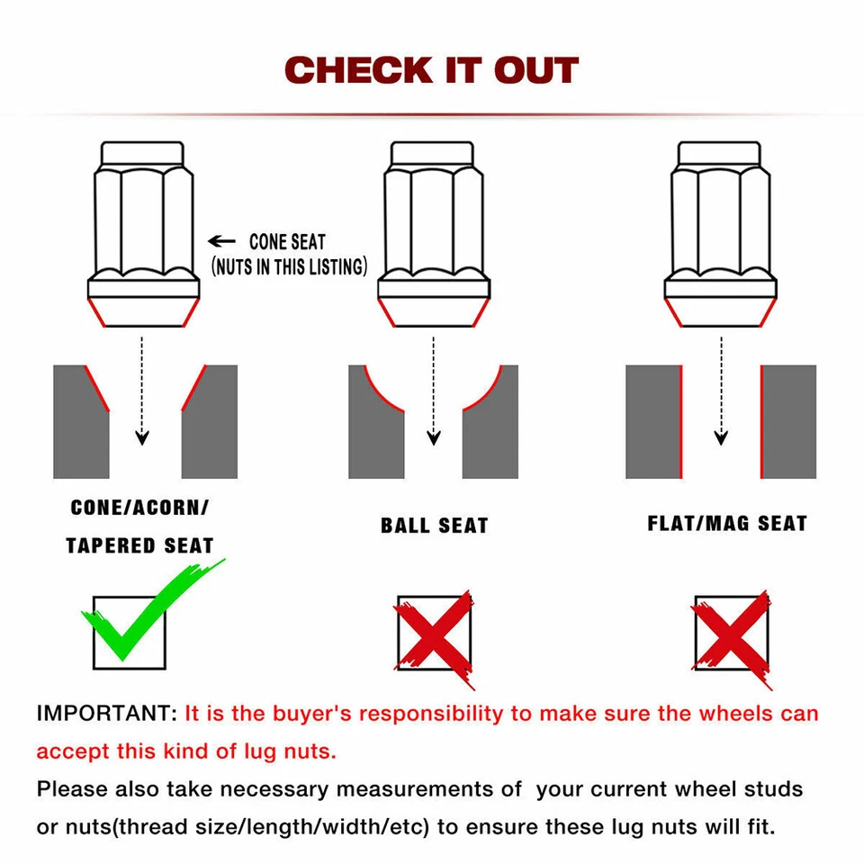 20 piezas tuercas abultadas bellota 12x1,5 cromadas tuerca de rueda automotriz aptas para Ford D8L5 Foto 4 de 4