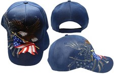 TRUMP 2024 USA Flag Patriotic Eagle Shadow Embroidered Navy Blue Cap Hat