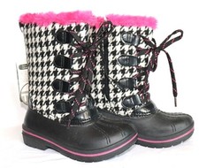 Ozark Trail Girls' Black/White/Pink Winter Boots "Houndstoot", Choose Your Size