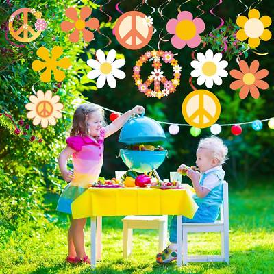 LOONELO Peace Groovy Love Banner – 180 X 90 Cm, 60er Jahre Hippie Party Deko | Aus Polyester, Mit Aufhängebändern