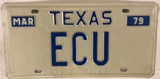 Vanity ECU EAST CAROLINA UNIVERSITY license plate Pirates Greenville PeeDee NC