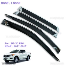 Chrome 4Dr Window Vent Visor Weather Guard For Mazda Bt-50 Pro Truck 2012-2016