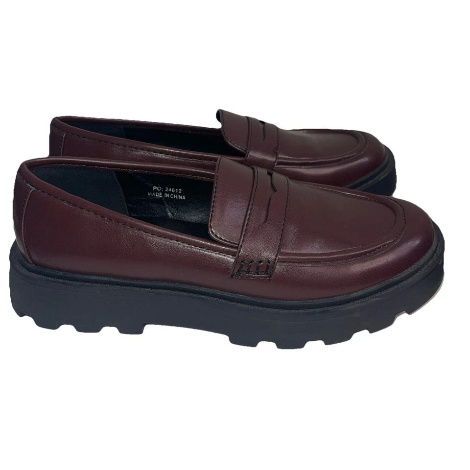 Women’s loafers chunky shoes by Krush UK 7 leather burgundy new without box  - Image 3 of 4